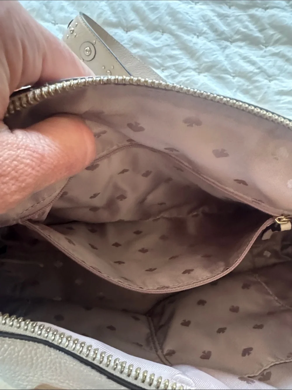 kate spade Pebbled beige purse with Detachable Strap